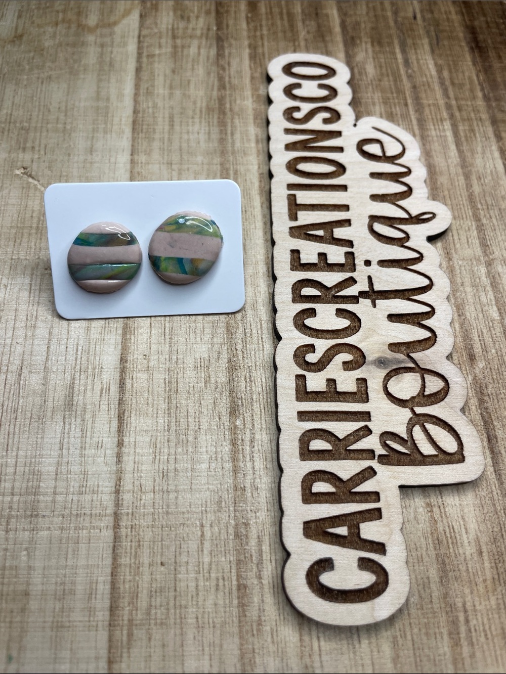 Handmade Round Stripe Earrings